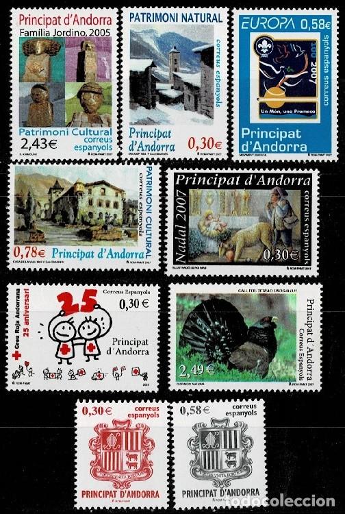Sellos: Andorra Espa&ntilde;ola A&ntilde;o 2007 completo Edifil n&ordm; 343-351 Facial 8.06 &euro; Sin fijasellos