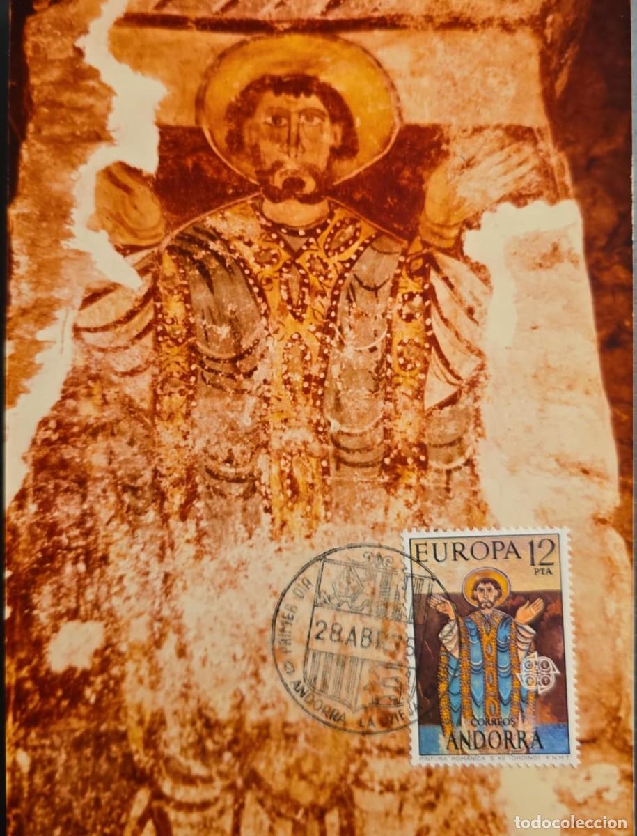 Sellos: TS)1976, ANDORRA, FIRST DAY COVER FEATURING A ROMANESQUE MURAL PAINTING OF &rdquo;SAINT BRICIUS&rdquo; FROM THE