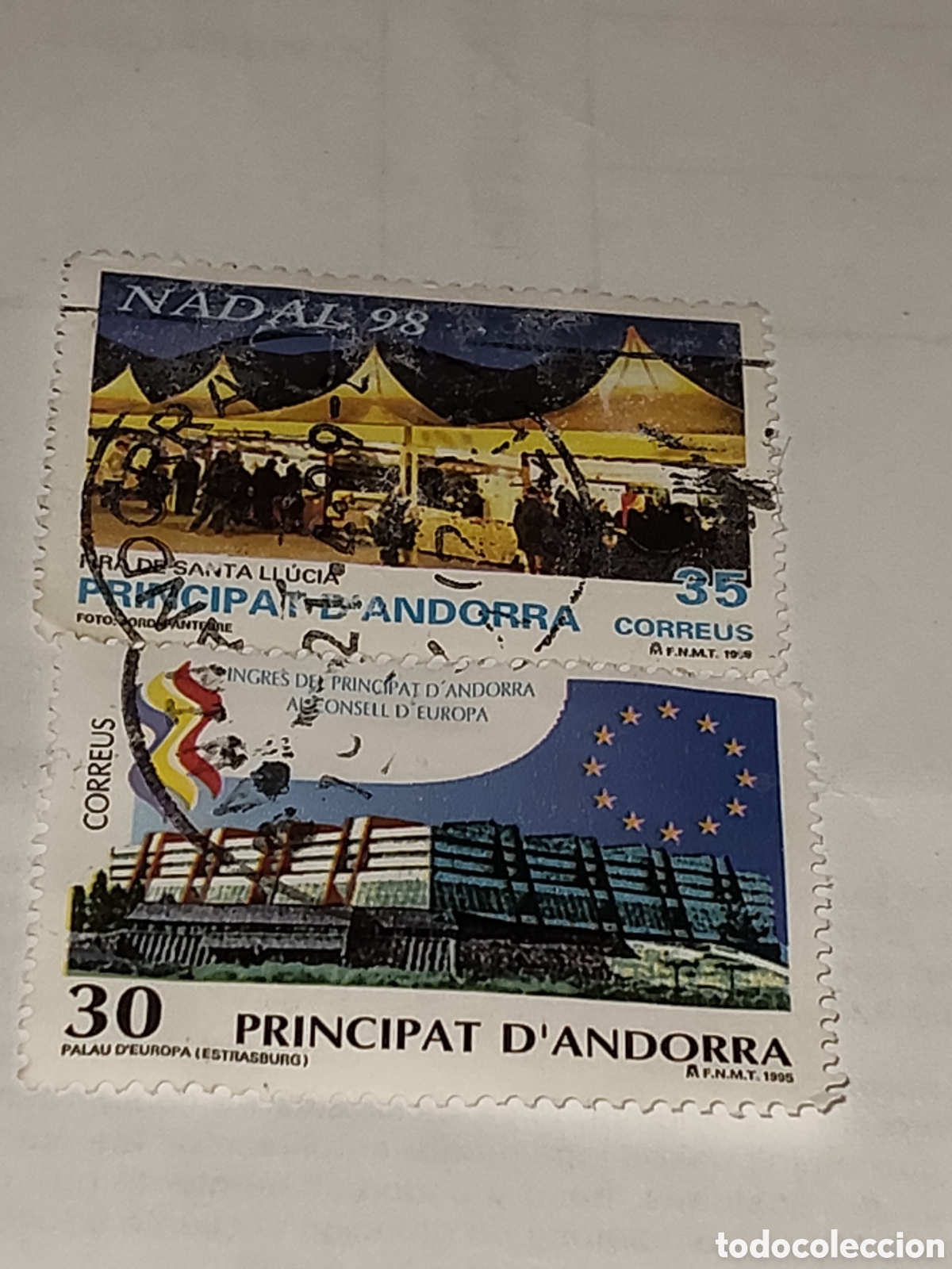 Sellos: 2 sellos del Principado de Andorra