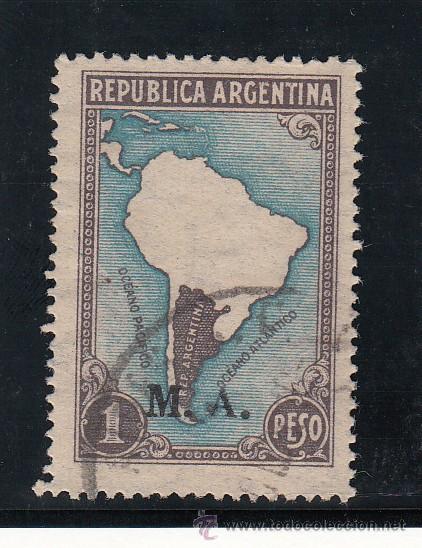 Sellos: argentina servicio 276 usada, mapa - Foto 1