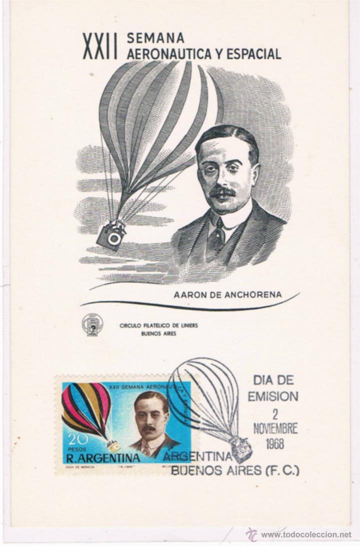 Sellos: Postal con sello de Tema Aeronautico - Foto 1