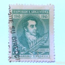 Sellos: SELLO POSTAL ARGENTINA 1945 3 C CENTENARIO DE BERNARDINO RIVADAVIA , CONMEMORATIVO