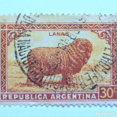 Sellos: SELLO POSTAL ARGENTINA 1945 , 30 C, GANADO, GANADERIA, OVEJA MERINA, USADO. Lote 153592458