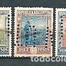 Sellos: ARGENTINA,1912-15,LABRADOR, DOS USADOS Y UNO NUEVO CON CHARNELA,,YVERT 190-192,PERFORADOS. Lote 219981990