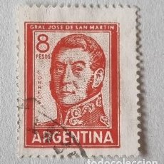 Sellos: SELLO USADO ARGENTINA GENERAL JOSE DE SAN MARTIN VALOR FACIAL 8 PESOS. Lote 361556315