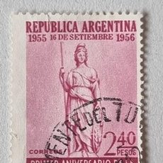 Sellos: SELLO USADO DE ARGENTINA 1956 PRIMER ANIVERSARIO REVOLUCION 1955. Lote 361560325