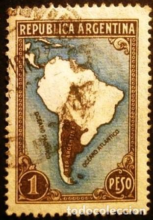 Sellos: 1937 ARGENTINA. Mapa de Am&eacute;rica del Sur - Foto 1