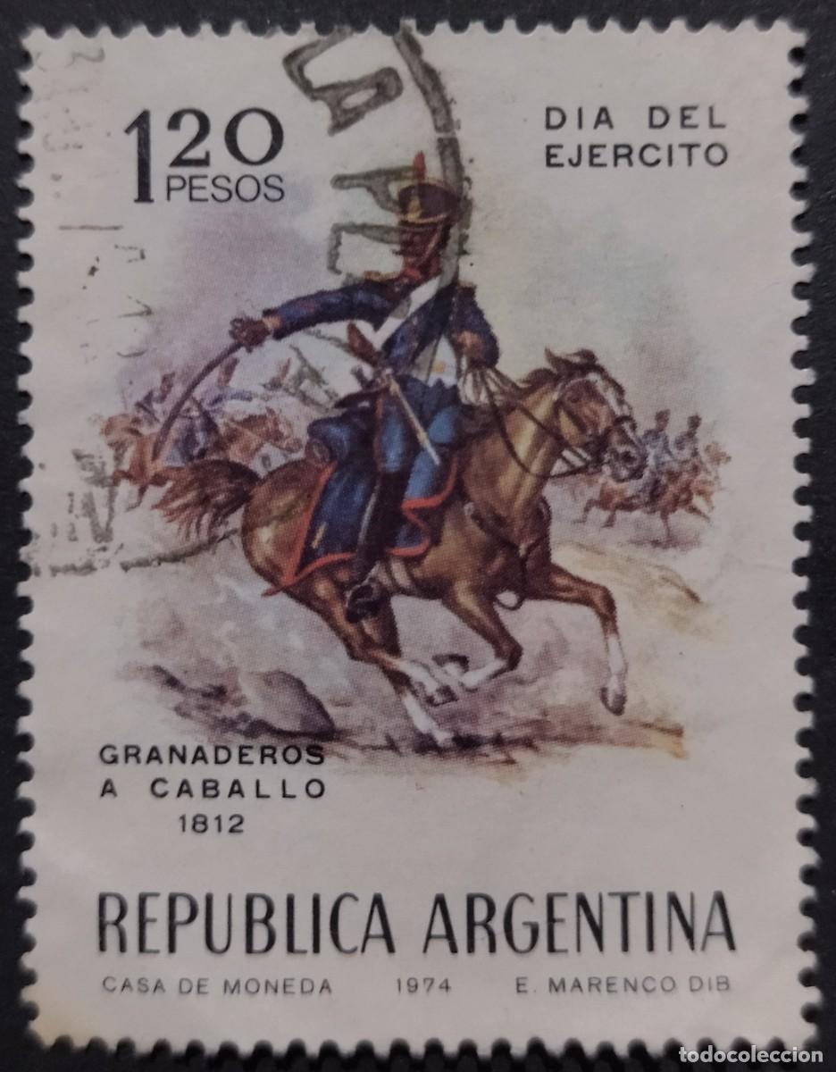 Sellos: ARGENTINA 1974 D&iacute;a del ej&eacute;rcito. USADO - USED. - Foto 1