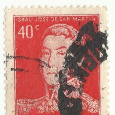 Sellos: ❤️ SELLO ”JOSÉ FRANCISCO DE SAN MARTÍN (1778-1850)”, 1956, ARGENTINA, 40 CENTAVO ARGENTINO ❤️