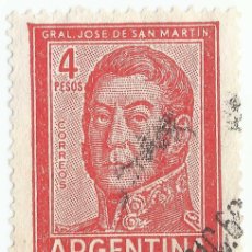 Sellos: ❤️ SELLO ”JOSÉ FRANCISCO DE SAN MARTÍN (1778-1850)”, 1962, ARGENTINA, , 4C ❤️