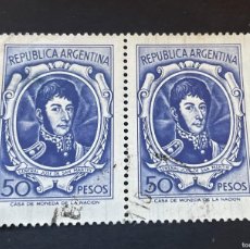 Sellos: BLOQUE 2 SELLOS - ARGENTINA - GENERAL JOSÉ DE SAN MARTÍN - 1974 - YVERT 1011