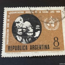 Sellos: SELLO - ARGENTINA - INAUGRUACIÓN DE LA SEDE DE LA OMS- AÑO 1966 - CON FIJASELLOS *CTO