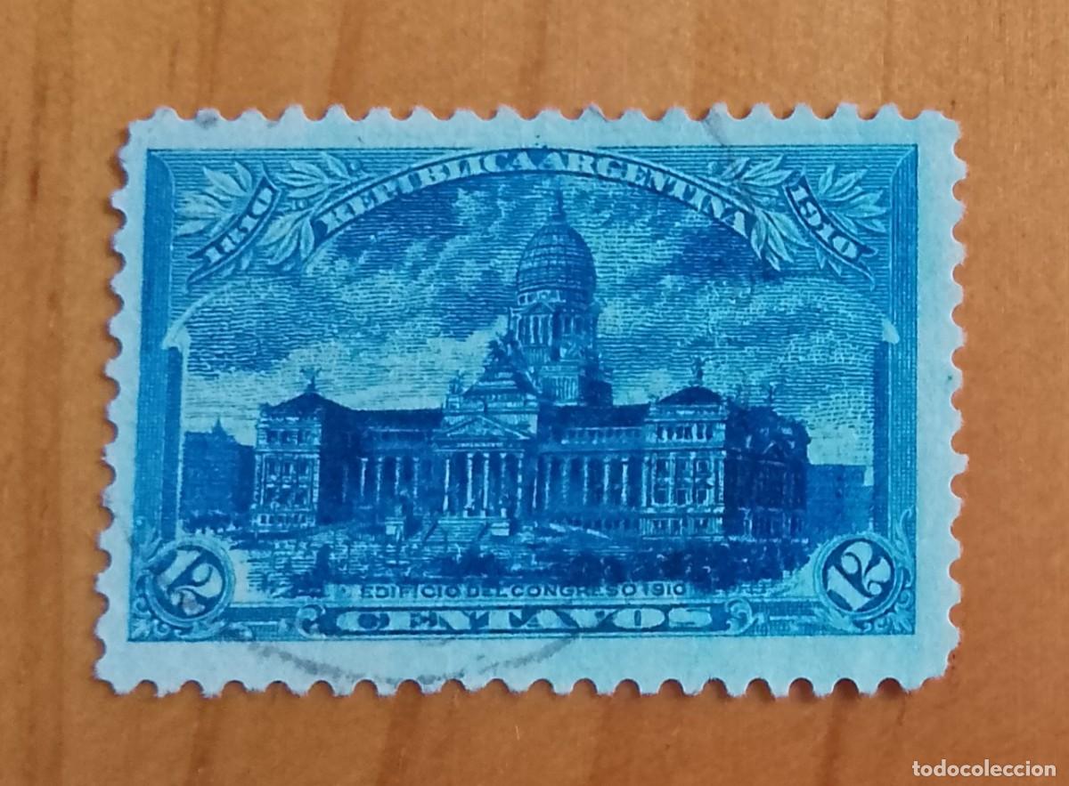 Sellos: ARGENTINA - V/F 12 CENTAVOS - 1810.1910 EDIFICIO DEL CONGRESO. - Foto 1