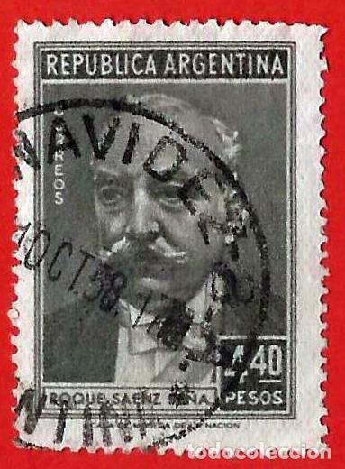 Sellos: Argentina. 1957. Scott # 663. Roque Saenz Pe&ntilde;a - Foto 1