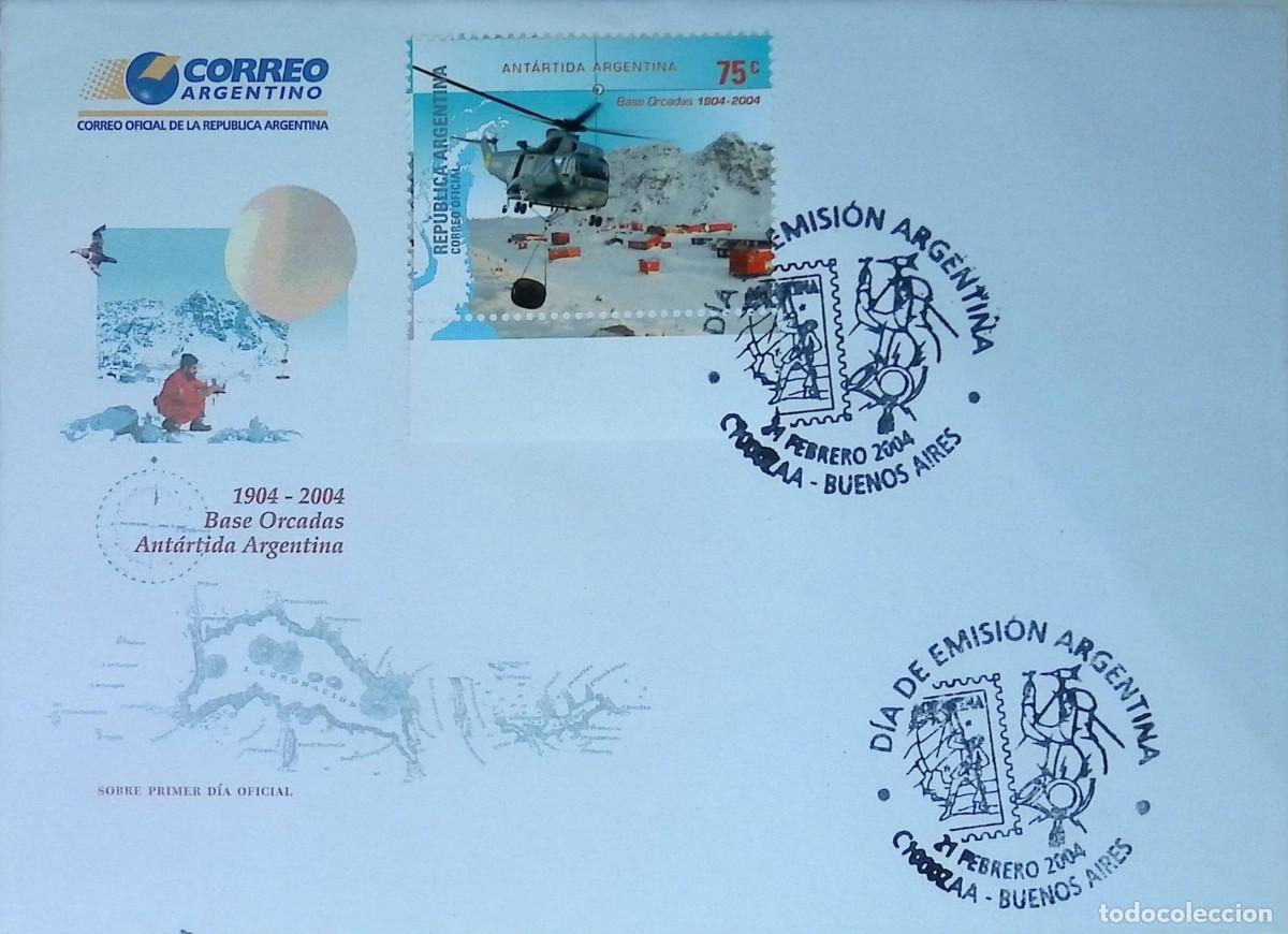 Sellos: O) 2004 ARGENTINA, ORCADAS BASE, HELICOPTER, FDC X - Foto 1