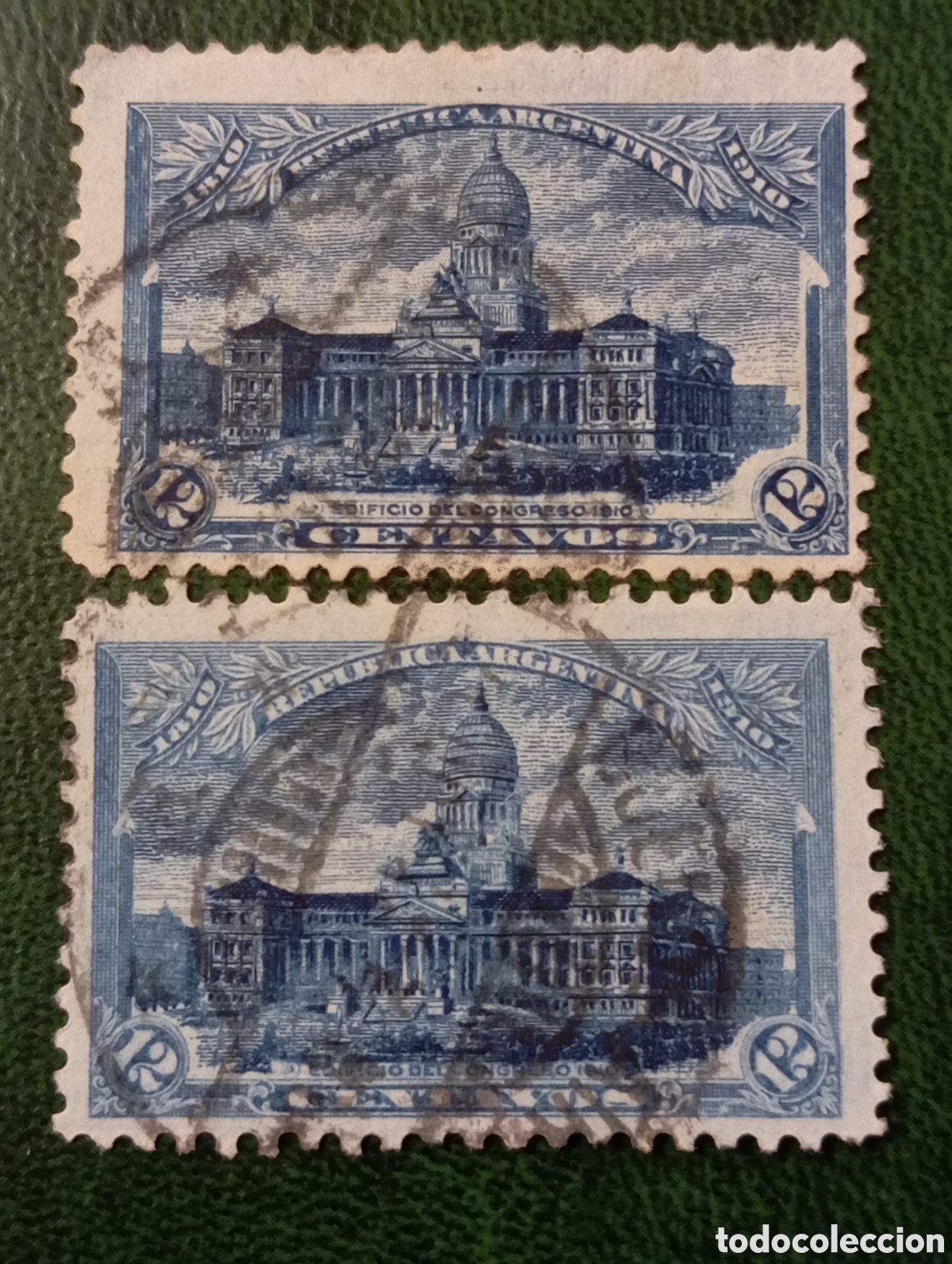 Sellos: ARGENTINA 12 C.2 Tonos EDIFICIO DEL CONGRESO A&Ntilde;O 1910 - Foto 1