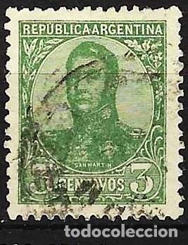 Sellos: Argentina 1909 - Mi 124 - YT 135 - Jos&eacute; Francisco de San Mart&iacute;n