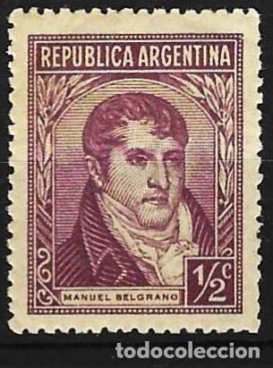 Sellos: Argentina 1935 - Mi 399X - YT 363 - General Manuel Belgrano - MNH**