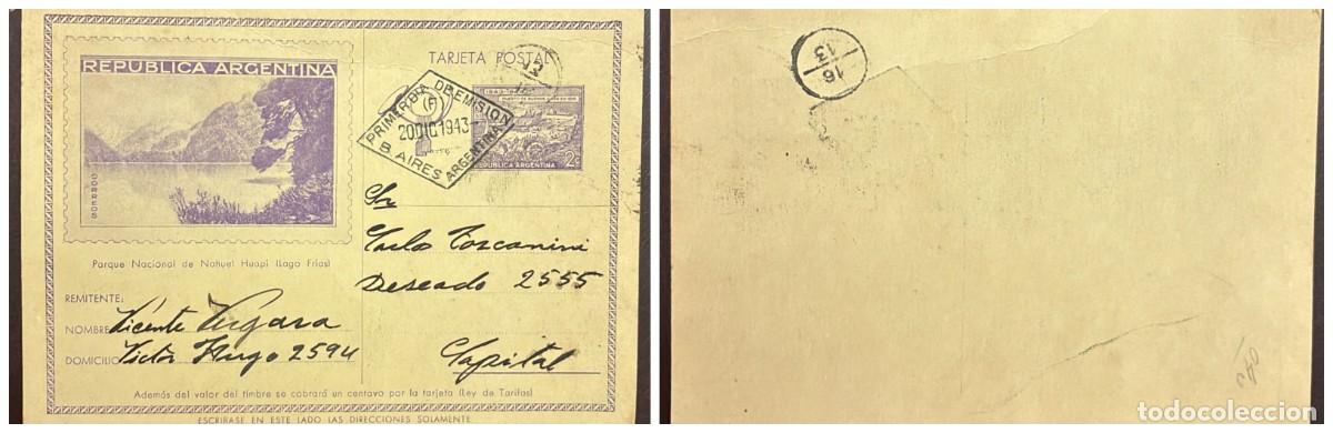Sellos: O) 1948 ARGENTINA, NAHUEL NATIONAL PARK, LAKE, PORT OF BUENOS AIRES IN 1800, DAY OF EXPORTS, POSTAL