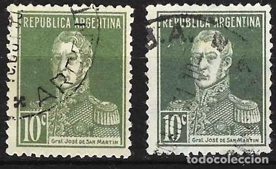 Sellos: Argentina 1924 - Mi 290 I & II - YT 302 y 302a - Jos&eacute; Francisco de San Mart&iacute;n