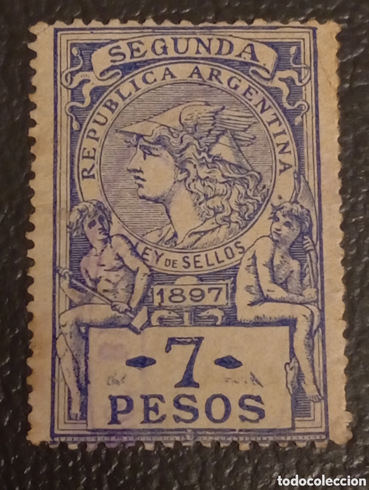 Sellos: Argentina 1897 Sello Fiscal &rdquo;Ley de Sellos&rdquo; 7 Pesos - Forbin #31