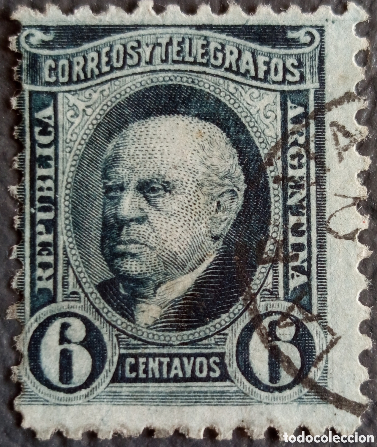 Sellos: Sello Postal Argentina 1889, Sarmiento 6 Centavos, Cat&aacute;logo GJ 108