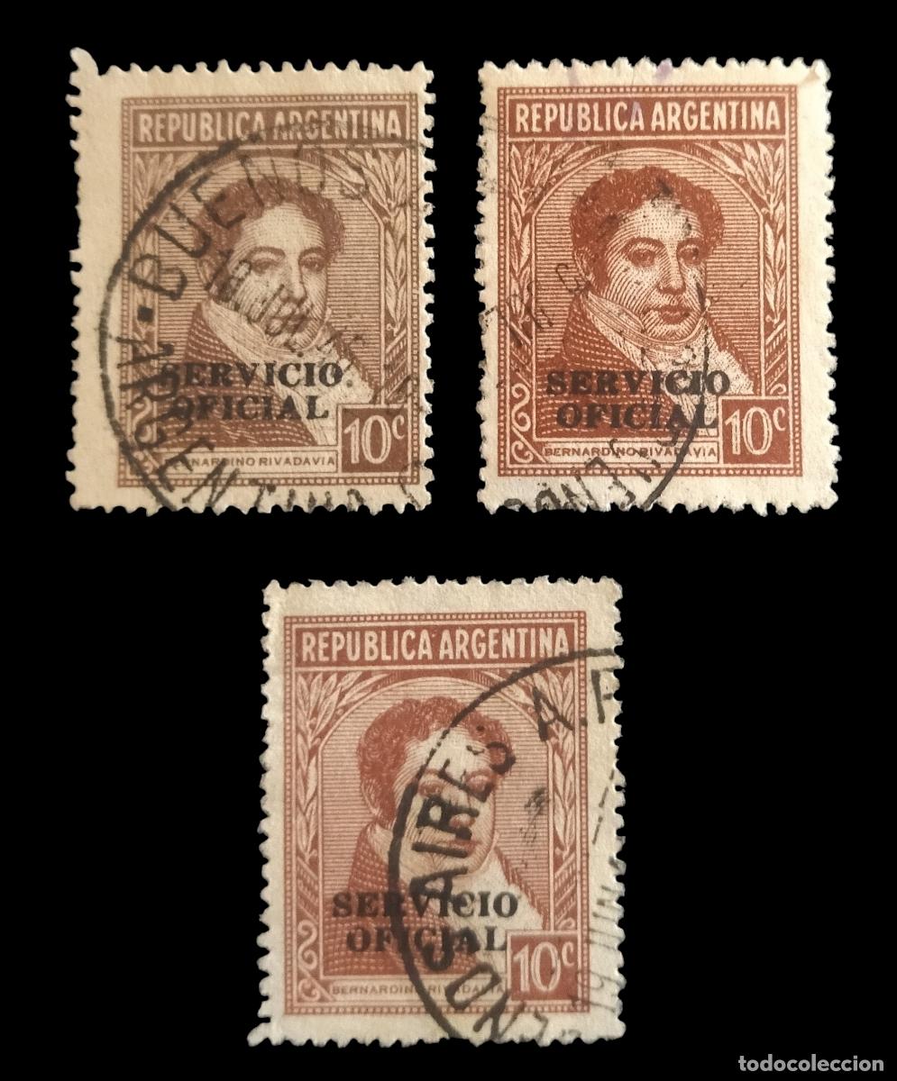 Sellos: ARGENTINA. Lote de Sellos Oficiales - Bernardino Rivadavia. USADOS.