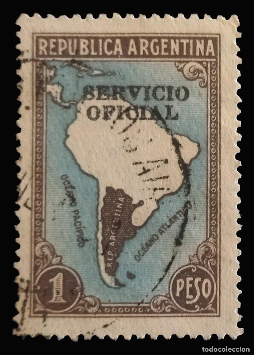 Sellos: ARGENTINA. Sello Oficial - Mapa de Sudam&eacute;rica. USADO.
