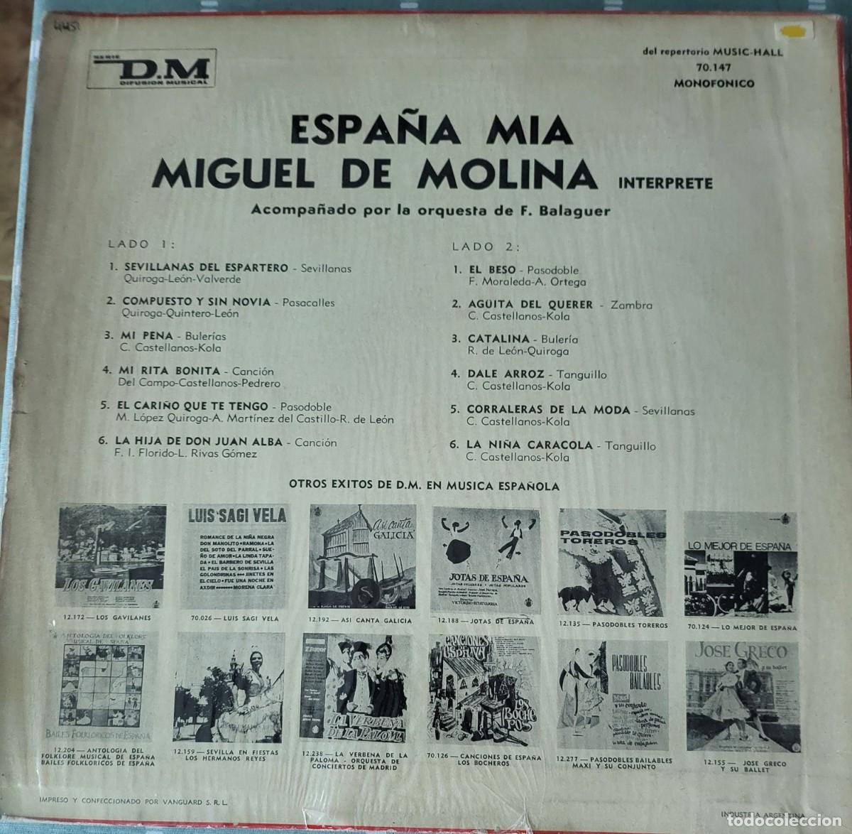 Sellos: Miguel de Molina Lp sello Music-Hall editado en Argentina... - Foto 2