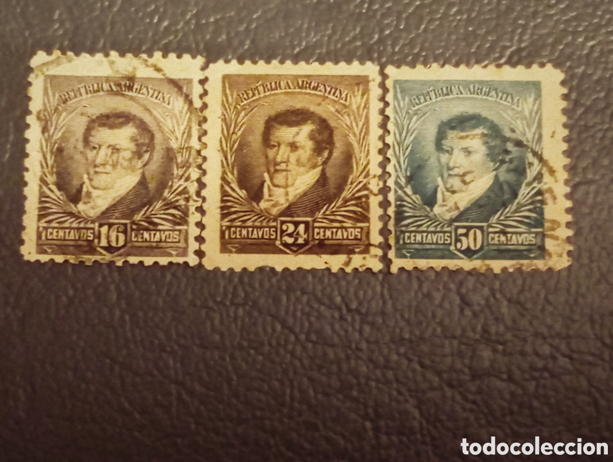 Sellos: Argentina 1892/97 - Lote 3 Sellos Pr&oacute;ceres (16c, 24c, 50c) - GJ 151, 153, 154