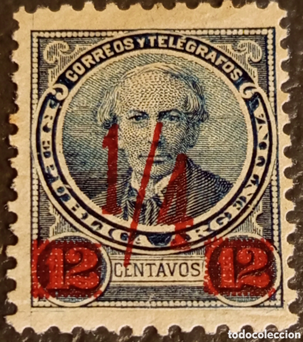 Sellos: Argentina 1890 Alberdi 1/4c Sobrecarga Roja Nuevo Con Charnela GJ 132
