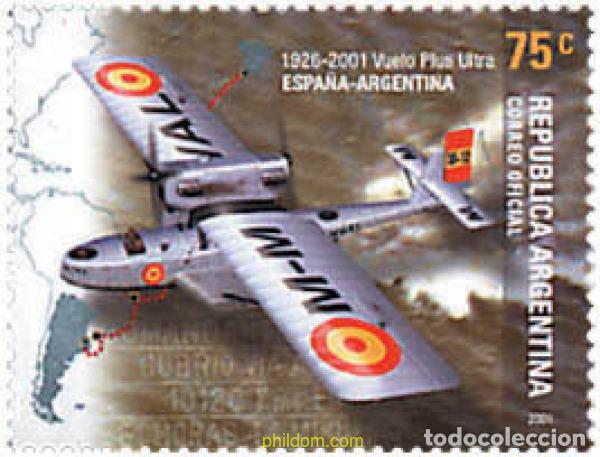 Sellos: 75825 MNH ARGENTINA 2001 75 ANIVERSARIO DEL VUELO DEL PLUS ULTRA