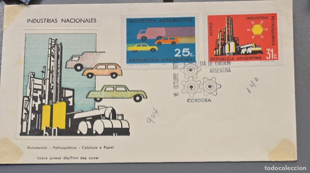 Sellos: O) 1971 ARGENTINA, CARS AND TRUCK, REFINERY - OIL, FDC XF WITH LIGHT TONE