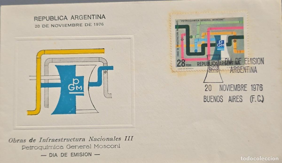Sellos: O) 1976 ARGENTINA, PIPELINES AND COOLING TOWER, GEN. MOSCONI, PLANT, XF
