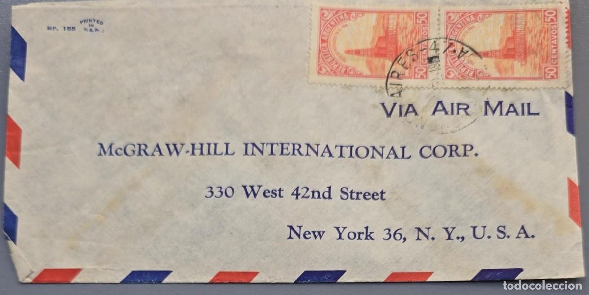 Sellos: O) 1935 ARGENTINA, OIL WELL - PETROLEUM, PRINTED IN USA, FROM BUENOS AIRES TO USA, AIRMAIL