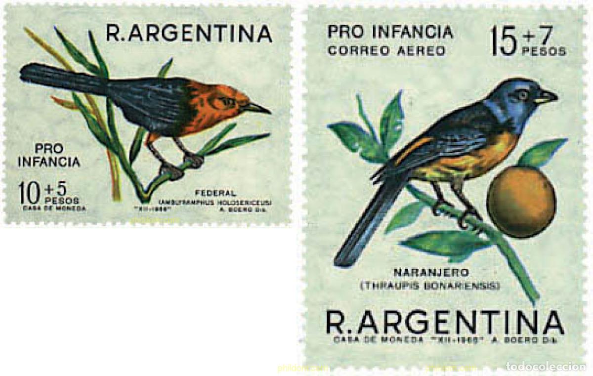 Sellos: 34970 MNH ARGENTINA 1967 PRO INFANCIA. AVES