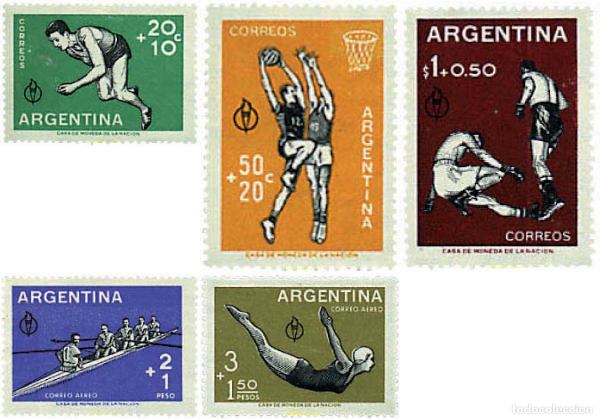 Sellos: 52486 HINGED ARGENTINA 1959 3 JUEGOS DEPORTIVOS PANAMERICANOS EN CHICAGO