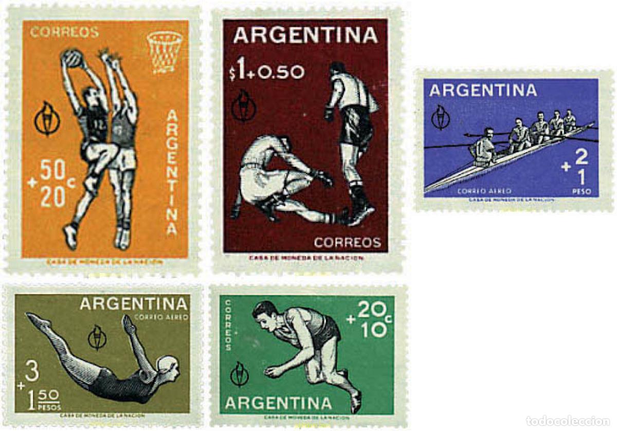 Sellos: 255998 MNH ARGENTINA 1959 3 JUEGOS DEPORTIVOS PANAMERICANOS EN CHICAGO