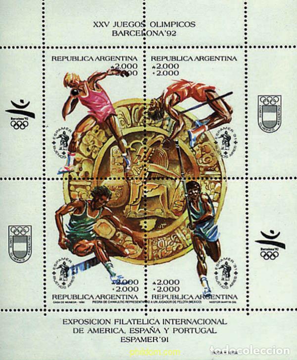 Selos: 54332 MNH ARGENTINA 1990 25 JUEGOS OLIMPICOS VERANO BARCELONA 1992 - ESPAMER 91