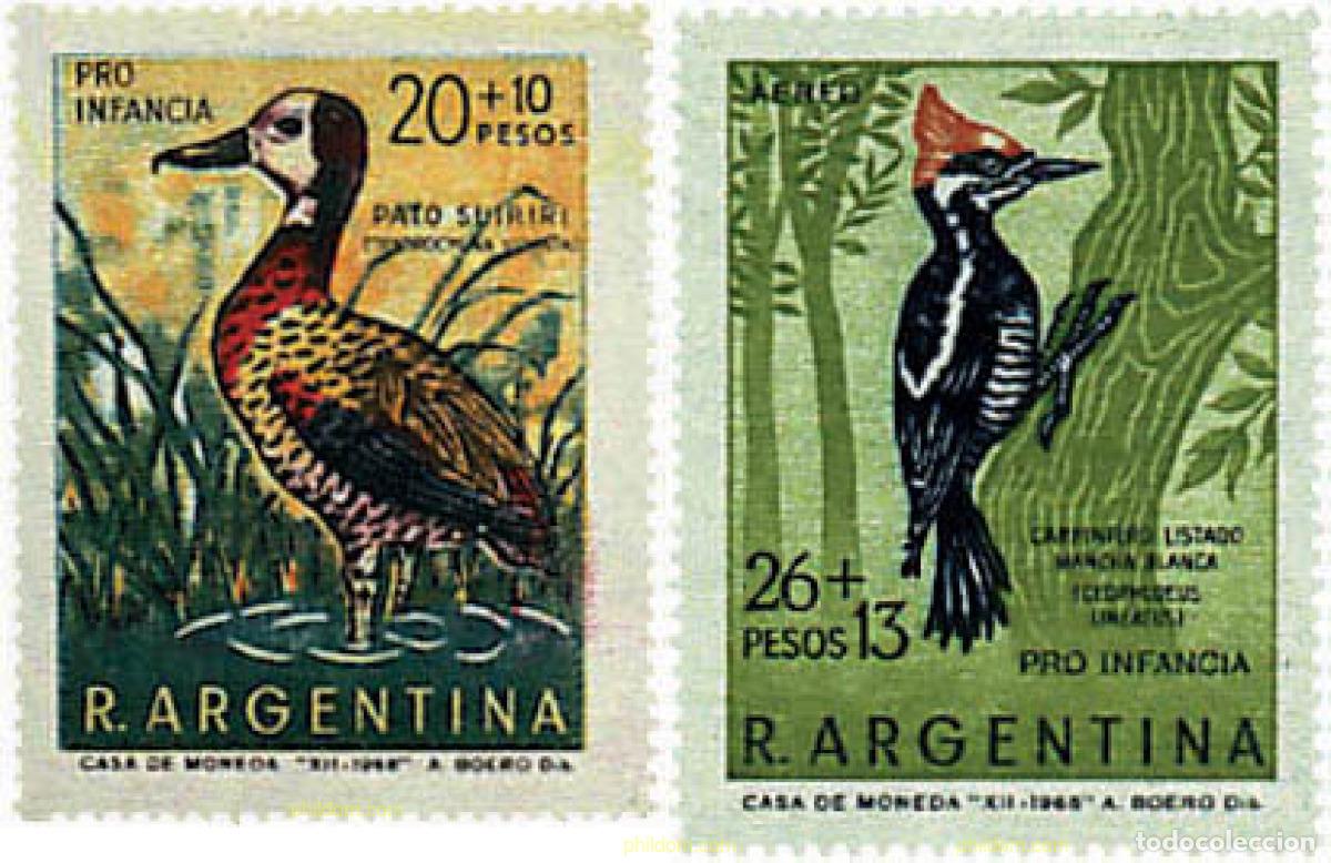 Sellos: 34972 MNH ARGENTINA 1969 PRO INFANCIA. AVES