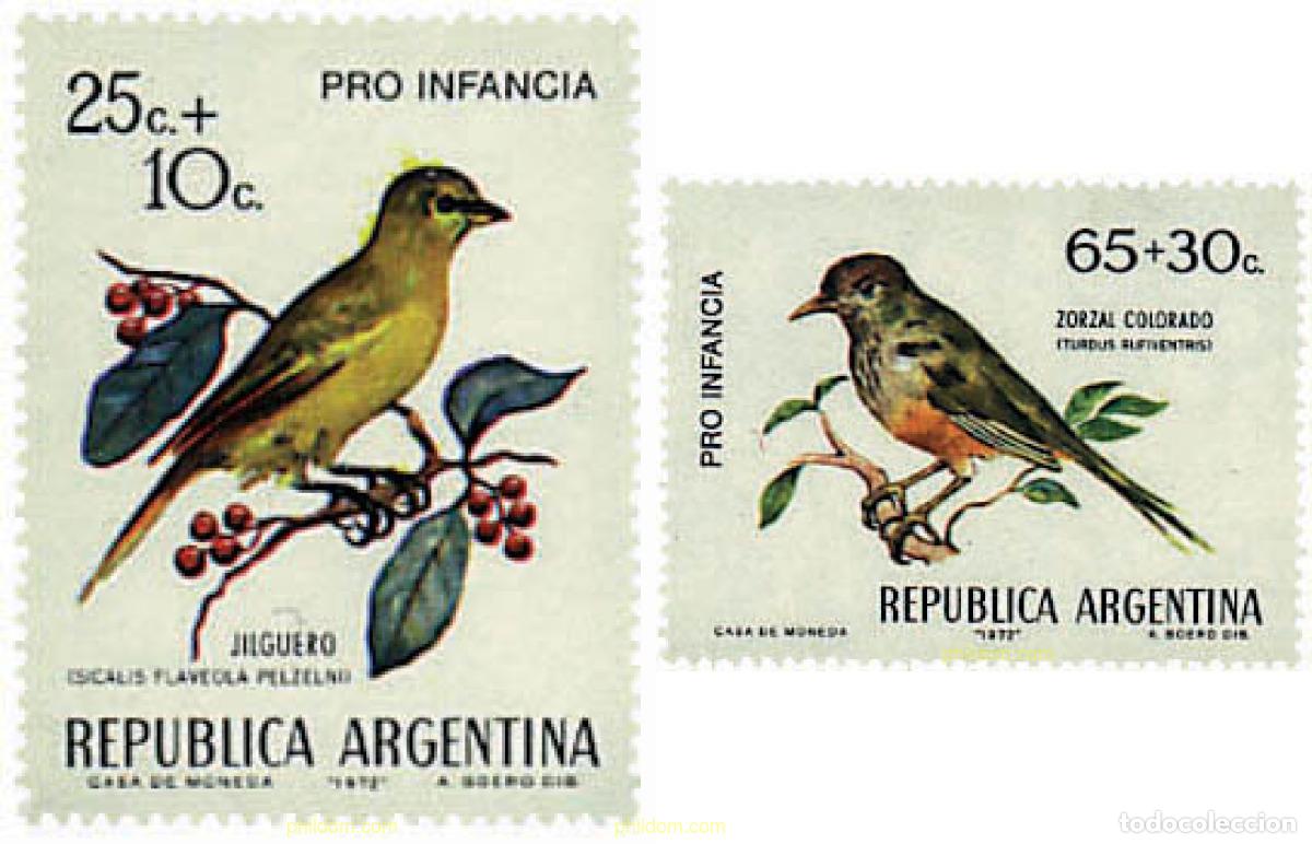 Sellos: 34974 MNH ARGENTINA 1972 PRO INFANCIA. AVES