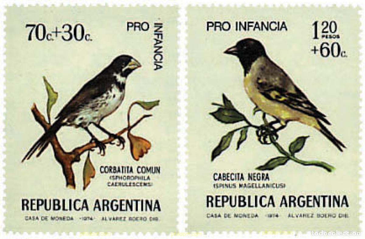 Sellos: 31762 MNH ARGENTINA 1974 PRO INFANCIA. AVES