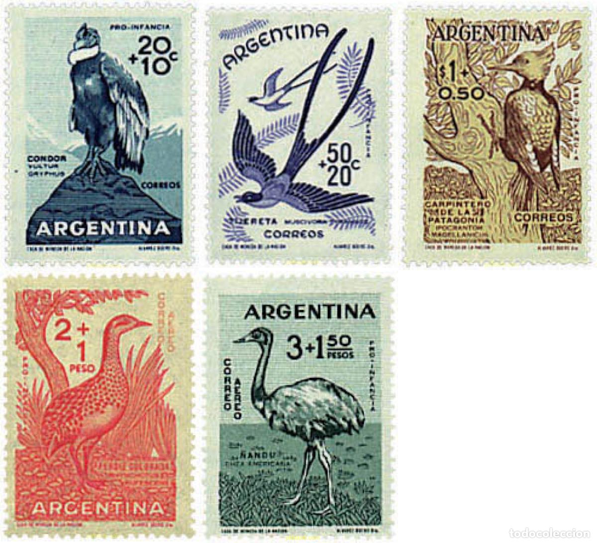 Sellos: 35220 MNH ARGENTINA 1960 PRO INFANCIA. AVES