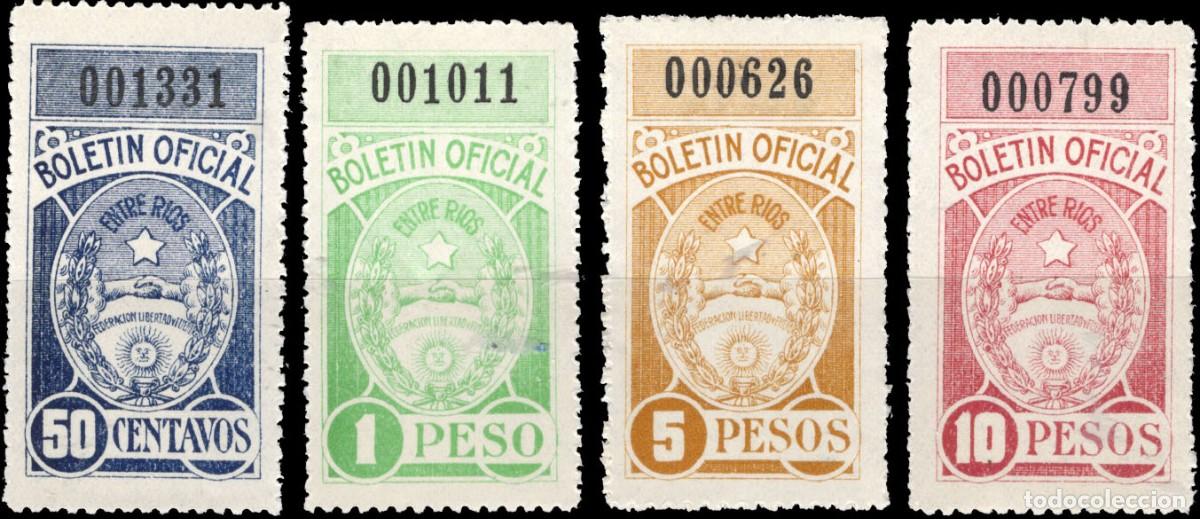 Sellos: ARGENTINA, Prov. Entre Rios, fiscales, revenues, boleton Oficial