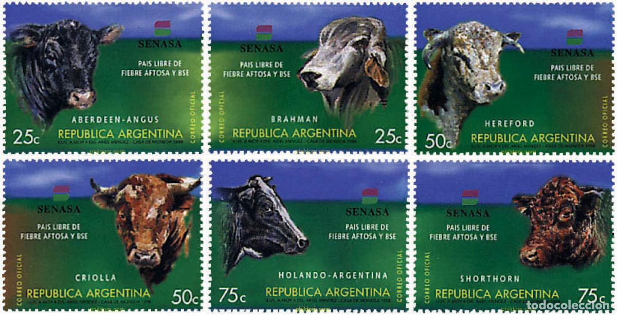 Sellos: 159383 MNH ARGENTINA 1998 SENASA, PAIS LIBRE DE FIEBRE AFTOSA Y BSE