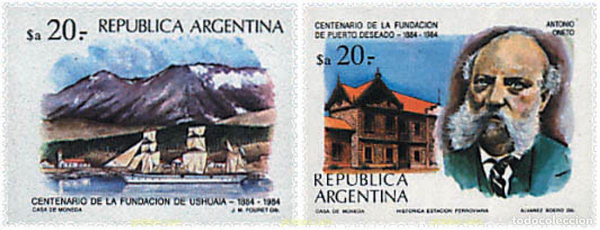 Sellos: 57254 MNH ARGENTINA 1984 CENTENARIO DE LA FUNDACION DE USHUAIA Y PUERTO DESEADO