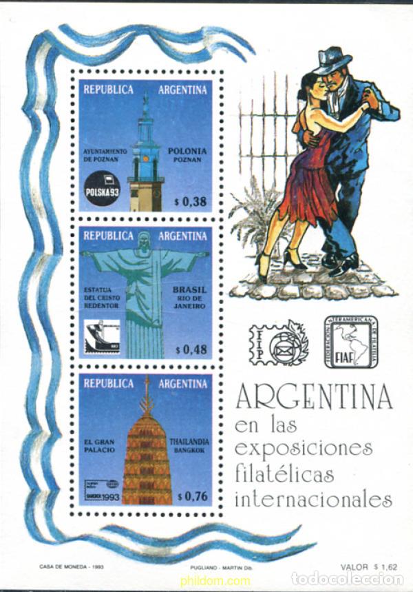 Sellos: 159372 MNH ARGENTINA 1993 ARGENTINA EN LAS EXPOSICIONES FILATELICAS DE 1993