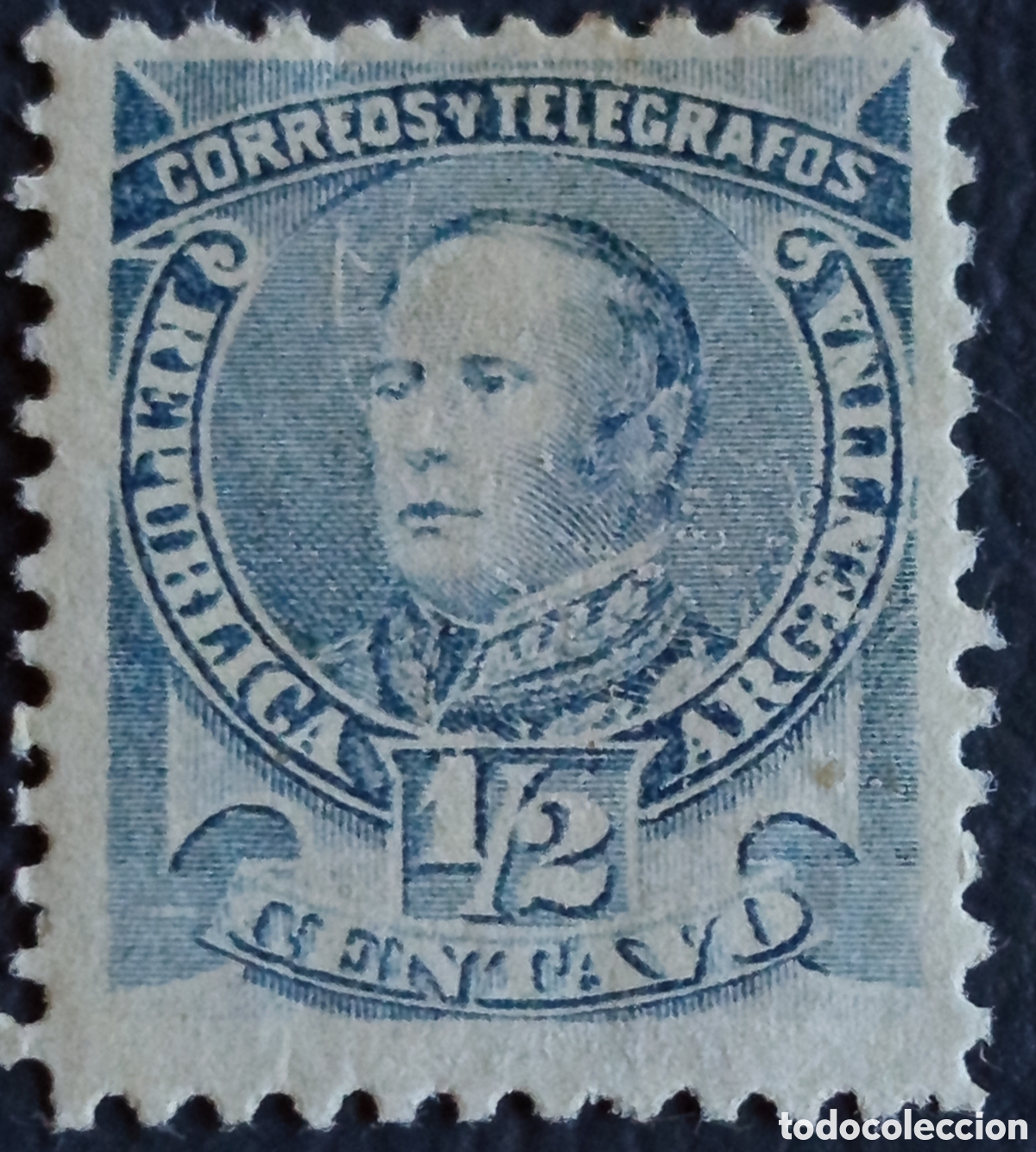Sellos: Argentina 1888 &frac12; Ctvo Azul Urquiza Correos y Tel&eacute;grafos Scott 43 MH