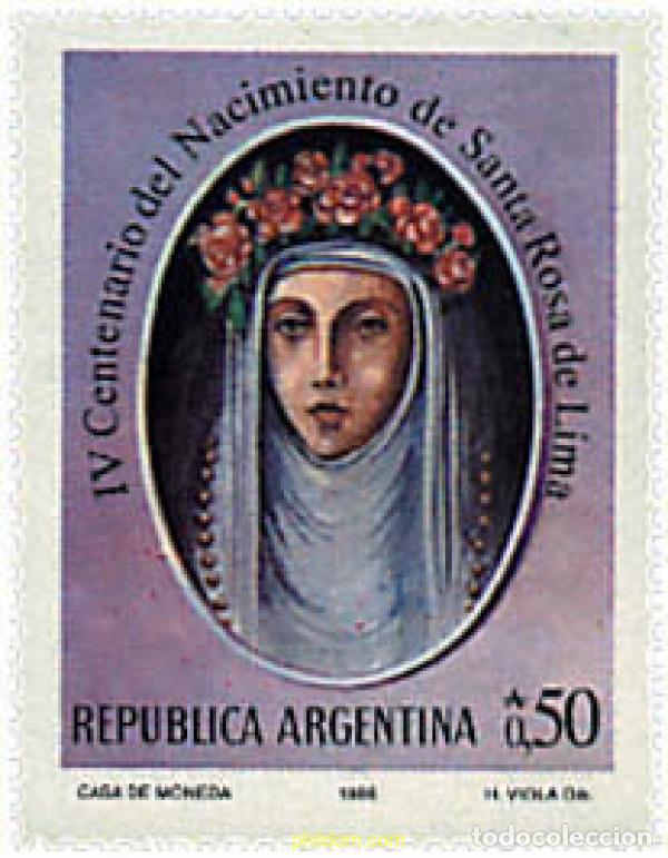 Sellos: 159339 MNH ARGENTINA 1986 4 CENTENARIO DEL NACIMIENTO DE SANTA ROSA DE LIMA
