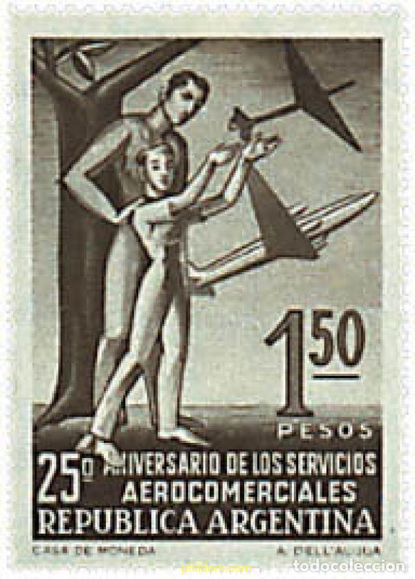Sellos: 60690 MNH ARGENTINA 1955 25 ANIVERSARIO DE LOS SERVICIOS AEROCOMECIALES
